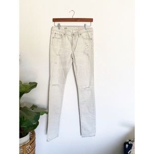 AG Adriano Goldshmied Gray Distressed Premier Super Skinny Jeand 27R